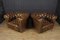 Brown Leather Chesterfield Club Chairs, Set of 2 4