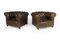Brown Leather Chesterfield Club Chairs, Set of 2, Image 2