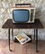 Mid-Century Formica, Brass & Metal TV Side Table on Wheels, 1960s, Image 9