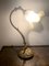 Antique Art Nouveau Bronze & Milk Glass Swan Neck Table Lamp, Image 12