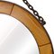 Mid-Century Modern Round Wall Mirror with Segmented Wooden Frame & Steel Chain 5