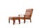 Mid-Century Teak High-Back Lounge Chair & Ottoman by Jens Juul-Kristensen for Glostrup, Set of 2 1