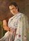 Retrato de mujer con vestido blanco, óleo sobre lienzo, siglo XX, Imagen 2