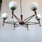 Large Vintage Italian Red and Gold Chandelier from Stilnovo, 1950s 9