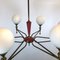 Large Vintage Italian Red and Gold Chandelier from Stilnovo, 1950s, Image 2
