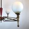 Large Vintage Italian Red and Gold Chandelier from Stilnovo, 1950s, Image 4