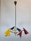 Mid-Century Italian Brass and Lacquered Metal Chandelier with 3-Arms from Stilnovo, 1950s, Image 1