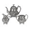 Set da tè antico in argento massiccio di Woshing, Cina, set di 3, Immagine 1