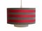 Red & Gray Fabric Hanging Lamp, 1960s 1