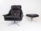 802 Black Leather Lounge Chair & Ottoman by Werner Langenfeld for ESA, 1960s, Set of 2 1