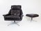 Fauteuil 802 en Cuir Noir et Ottomane par Werner Langenfeld pour ESA, 1960s, Set de 2 1