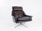 802 Black Leather Lounge Chair & Ottoman by Werner Langenfeld for ESA, 1960s, Set of 2 7