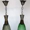 Lámparas colgantes italianas de metal y vidrio, años 60. Juego de 2, Imagen 8