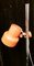 Lampada da terra tubolare regolabile in acciaio cromato con paralume in metallo arancione, anni '70, Immagine 3