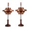 Teak & Enamelled Metal Copper Lamps, Set of 2, Image 1