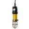 Vintage Industrial Yellow & Black Glass Ceiling Lamp from Stahl, Image 1
