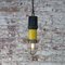 Industrielle Vintage Deckenlampe aus gelbem und schwarzem Glas von Stahl 4