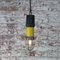 Vintage Industrial Yellow & Black Glass Ceiling Lamp from Stahl 4