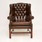 Antique Georgian Style Leather Wing Back Armchair, Image 2