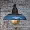 Mid-Century Industrial Dark Blue Enamel & Cast Iron Ceiling Lamp 4