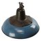 Mid-Century Industrial Dark Blue Enamel & Cast Iron Ceiling Lamp 2