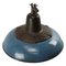 Mid-Century Industrial Dark Blue Enamel & Cast Iron Ceiling Lamp, Image 2