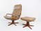 Cognac Leather Lounge Chair & Ottoman from Berg Furniture, 1970s, Set of 2 10
