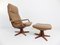 Cognac Leather Lounge Chair & Ottoman from Berg Furniture, 1970s, Set of 2 1