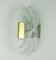 Mid-Century Ice Glass & Brass Shell-Shaped Sconce, 1970s, Image 1