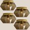 Geometric Smoked Glass and Brass Flush Mount / Wall Light from Limburg 17