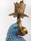 Gilt Brass Porcelain Parrot Standing Candlesticks, Set of 2 12