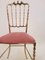 Italian Brass Chairs from Chiavari Upholstered in Pink Velvet, Set of 2, Image 6