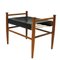 Black Leather and Teak Footstool by Gillis Lundgren for Ikea, 1960s, Image 1
