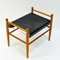 Black Leather and Teak Footstool by Gillis Lundgren for Ikea, 1960s, Image 4