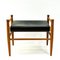 Black Leather and Teak Footstool by Gillis Lundgren for Ikea, 1960s, Image 3