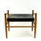 Schwarzer Leder und Teak Fußhocker von Gillis Lundgren für Ikea, 1960er 3