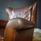 Vintage Brown Leather Wing Chair - Brown, Image 4