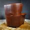 Vintage Brown Leather Wing Chair - Brown 5