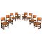 Leather Upholstered Oak Dining Chairs, Set of 8, Image 1