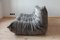Elephant Grey Velvet Togo Corner Chair, 2- and 3-Seat Sofa by Michel Ducaroy for Ligne Roset, Set of 3 18