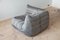 Elephant Grey Velvet Togo Corner Chair, 2- and 3-Seat Sofa by Michel Ducaroy for Ligne Roset, Set of 3 10