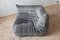 Elephant Grey Velvet Togo Corner Chair, 2- and 3-Seat Sofa by Michel Ducaroy for Ligne Roset, Set of 3 10