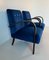 Italian Art Deco Blue Armchairs, 1930s, Set of 2 3