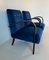 Italienische Blaue Art Deco Sessel, 1930er, 2er Set 3