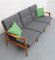 Cherry Wood Sofa with Green Cushions, 1960s 2