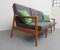 Cherry Wood Sofa with Green Cushions, 1960s 7