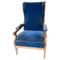 Fauteuil en Velours Bleu et Acajou par Fritz Henningsen 1