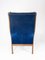 Armchair in Blue Velvet and Mahogany by Fritz Henningsen 6