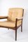 Armchair in Dark Wood & Upholstered in Light Leather, 1960s 6