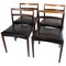 Danish Dining Chairs in Rosewood and Black Leather, 1960s, Set of 4 1